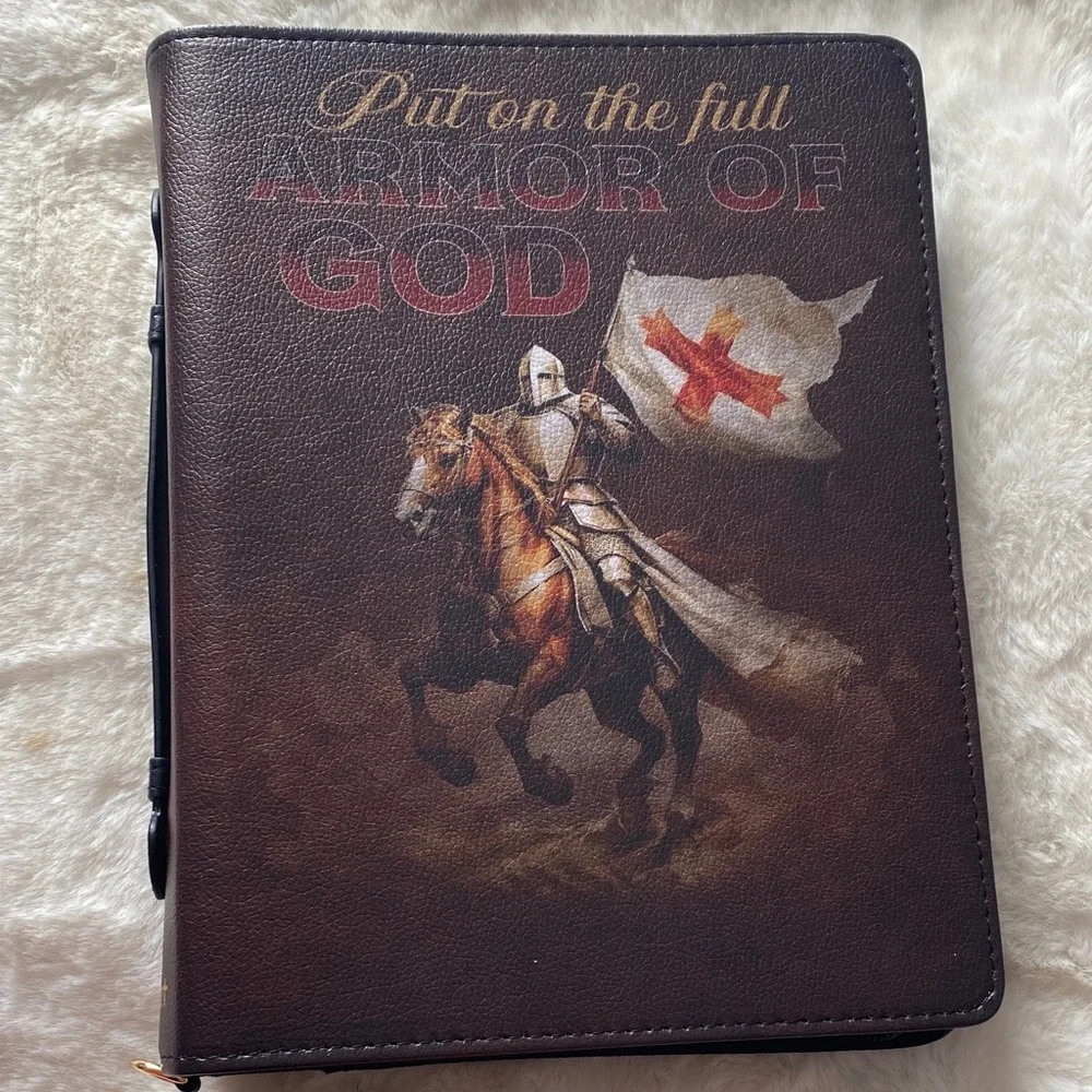Jesus Spirit Faux Leather Bible Cover Carrying Case with inside storage